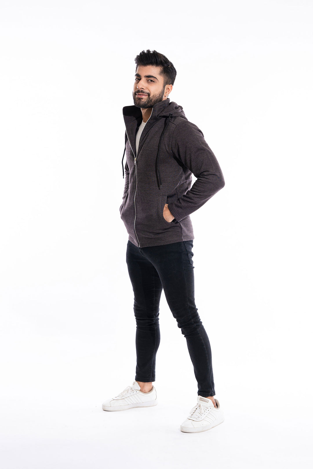 Melange Charcoal Detachable Hoodie