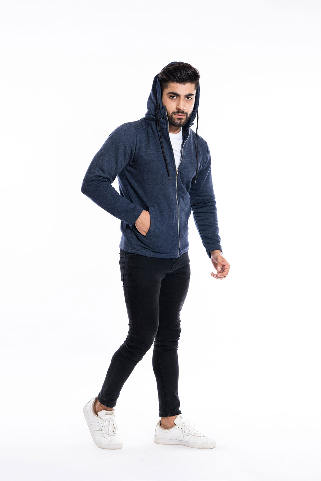 Melange Blue Detachable Hoodie