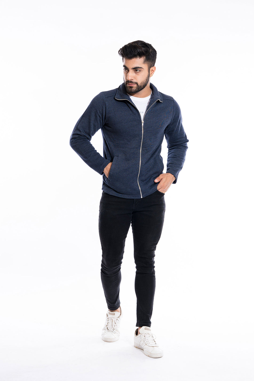 Melange Blue Detachable Hoodie