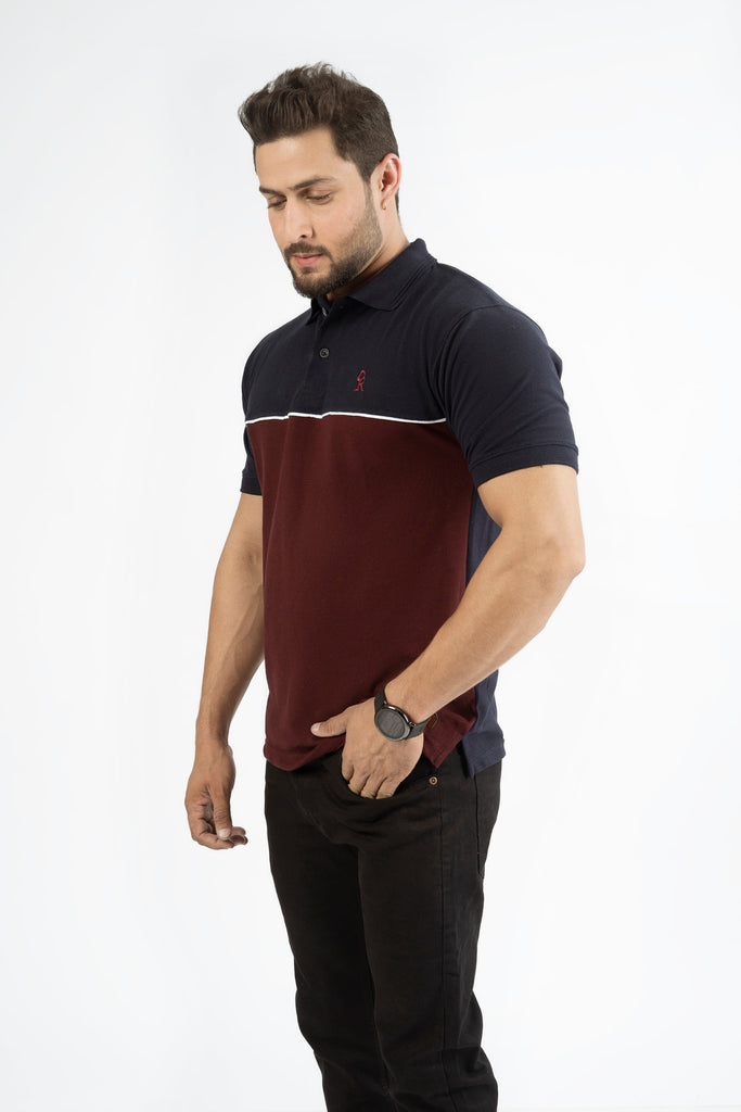 Navy & Burgundy Luxury Touch POLO